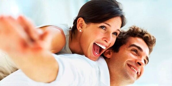 happy woman and man with greater power